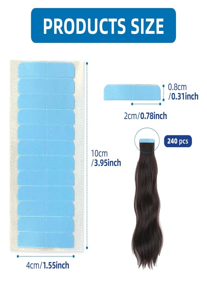 JREEPEE 120Pcs Tape in Hair Extensions Human Hair, Double Sided Replacement Tape for Hair Extensions, Blue Adhesive Wig Tape, Beauty Tools - Image 2